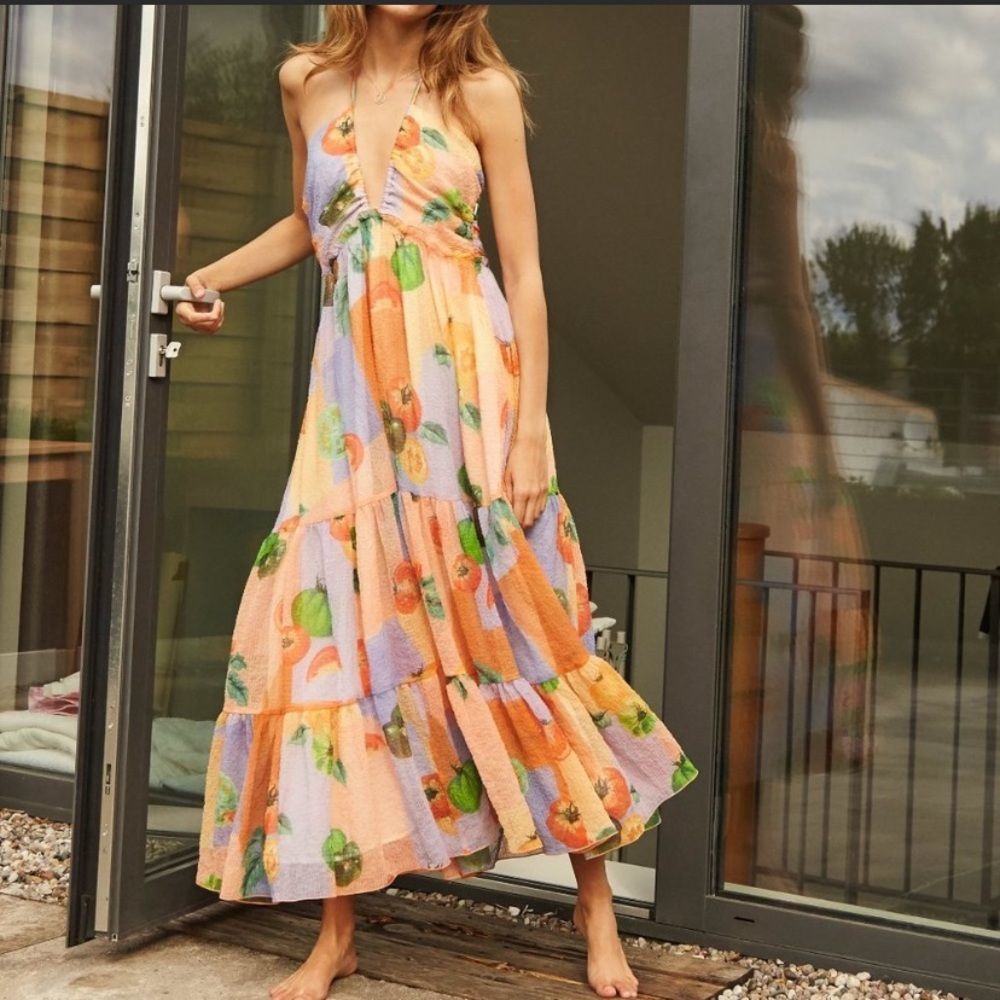 Aritzia Le Fou Wilfred Hater Swing Fruit Printed Maxi Dress Size M